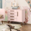 Ver imagem 7 de Quarto para Bebê Completo 3 Peças Guarda-Roupa, Cômoda e Berço Q Encanto Retro Rosa/Acetinado