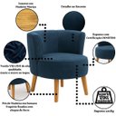 Ver imagem 3 de Kit 2 Poltronas para Sala Pequena Base em Madeira Suporta 120 Kg Tecido Veludo Premium