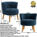 Ver imagem 2 de Kit 2 Poltronas para Sala Pequena Base em Madeira Suporta 120 Kg Tecido Veludo Premium