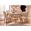 Ver imagem 1 de Sala de Jantar Completa Londrina Tampo Madeirado C/ Vidro Curvo 120x80cm e 4 Cadeiras Londrina