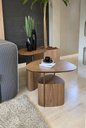 Ver imagem 2 de Mesa Lateral Elsinki Alta e Baixa Tampo e Base Nogueira Haste Gold - 60220