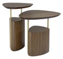 Ver imagem 1 de Mesa Lateral Elsinki Alta e Baixa Tampo e Base Nogueira Haste Gold - 60220