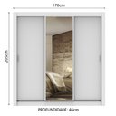 Ver imagem 3 de Guarda-Roupa Casal Madesa Lyon 3 Portas de Correr com Espelho 2 Gavetas Branco Cor:Branco
