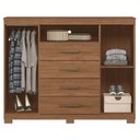 Ver imagem 4 de Guarda Roupa Casal com Cômoda Ripado Buriti 4 Portas de Bater 2 Gavetas MDF-MDP Jatobá Acetinado