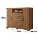 Ver imagem 7 de Guarda Roupa Casal com Cômoda Ripado Buriti 4 Portas de Bater 2 Gavetas MDF-MDP Jatobá Acetinado