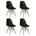 Ver imagem 1 de Kit 4 Cadeiras Charles Eames Eiffel Wood Design - Preta