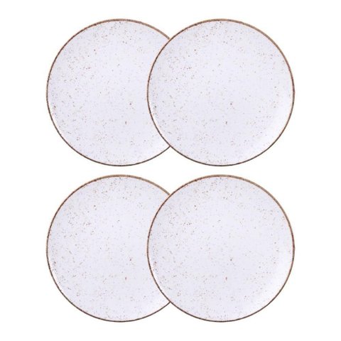 Jogo de Pratos Rasos Grande Rústico 4 Peças 28cm Porcelana Tramontina
