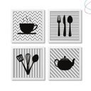 Ver imagem 1 de Kit 4 Quadros Decorativos para Cozinha:branca