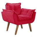 Ver imagem 1 de Poltrona Decorativa Perola com Pés Madeira Suede Vermelho
