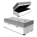Ver imagem 1 de Cama Box Bau Solteiro Branco + Colchão Solteiro Evolution Molas Ensacadas (88x188x32) - Probel
