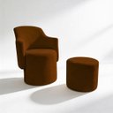 Ver imagem 1 de Poltrona Organica com Puff Tecido Boucle Moderna Elegante Decorativa Confortável Sala Espera