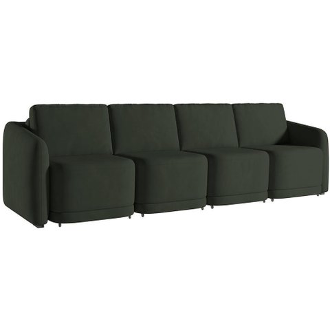 Sofá Cama para Sala de Estar 4 Lugares 396cm Montserrat K01 Veludo Verde - Lyam Decor