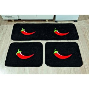 Kit Tapetes de Cozinha Premium Pimenta Preto Guga Tapetes