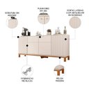 Ver imagem 4 de Balcão Buffet Sala de Jantar 179cm Lucca Off/Freijó C01 - Mpozenato