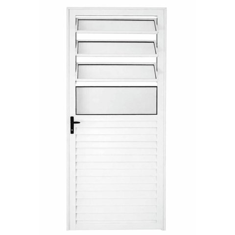 Porta de Giro Alumínio Branco Basculante Veneziana 04V Maxx - 210x90 - Direita