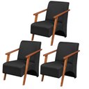 Ver imagem 1 de Kit 3 Poltronas Venus 1 Lugar Braço Madeira Maciça Tecido Suede Unidecor Preto