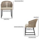 Ver imagem 2 de 1 Cadeira Noronha Aluminio Micro Pintura Preta, Tr. Telinha Corda Nautica Rami, Estofado - Bege