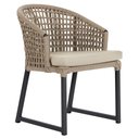 Ver imagem 1 de 1 Cadeira Noronha Aluminio Micro Pintura Preta, Tr. Telinha Corda Nautica Rami, Estofado - Bege