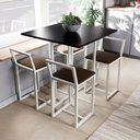 Ver imagem 1 de Conjunto Mesa Preta 4 Cadeiras Pequena Estofado Industrial White