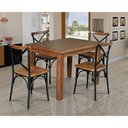 Ver imagem 1 de Mesa Jantar Retangular Madeira Maciça Aurora 120x80 com 4 Cadeiras Paris Base Alumínio - Castanho