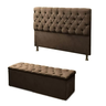 Kit Cabeceira com Baú Mirage Capitonê 195 cm Suede Marrom - Biselo's Decor - 2