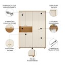 Ver imagem 4 de Guarda Roupa Casal 150cm 6 Portas Vittara Cinamomo/Off a02 - Mpozenato
