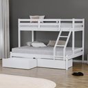 Ver imagem 5 de Beliche com Cama Casal Slim com 02 Gavetas Madeira Maciça Branco Housin