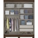 Ver imagem 2 de Guarda-Roupa Solteiro com Espelho 2 Portas de Correr 2 Gavetas Dallas Espresso Móveis