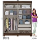 Ver imagem 4 de Guarda-Roupa Solteiro com Espelho 2 Portas de Correr 2 Gavetas Dallas Espresso Móveis