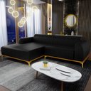 Ver imagem 2 de Sofá 6 Lugares com Chaise Esquerdo Sala Estar Molino 350cm D02 Couríssimo Preto B-159 - Lyam