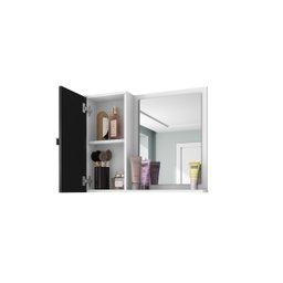 Espelheira e Armário Superior Gênova Branco/nero – Bechara Móveis - 3