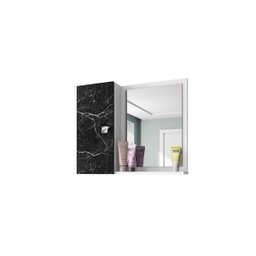 Espelheira e Armário Superior Gênova Branco/nero – Bechara Móveis - 1