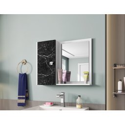 Espelheira e Armário Superior Gênova Branco/nero – Bechara Móveis - 2