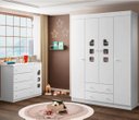 Ver imagem 2 de Conjunto Infantil Roupeiro e Comoda Livia Mdf Branco