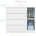 Ver imagem 4 de Conjunto Infantil Roupeiro e Comoda Livia Mdf Branco