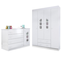 Ver imagem 1 de Conjunto Infantil Roupeiro e Comoda Livia Mdf Branco