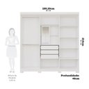 Ver imagem 4 de Guarda-Roupa Casal 6 Portas 3 Gavetas Espelho Interno Giratório e Pés 199cm 100% MDF Clara Branco