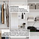 Ver imagem 7 de Guarda-Roupa Casal 6 Portas 3 Gavetas Espelho Interno Giratório e Pés 199cm 100% MDF Clara Branco