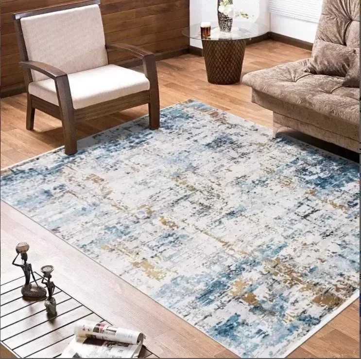 Ver imagem 2 de Tapete Sala Soul Blue Estonado Azul 150x200 Viscose Encorpad