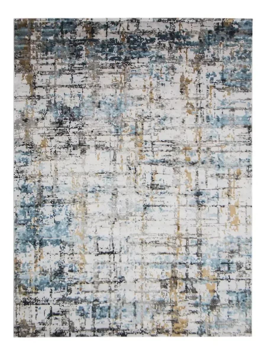 Tapete Sala Soul Blue Estonado Azul 150x200 Viscose Encorpad