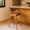 Ver imagem 1 de Banqueta Alta Cozinha Sala Jantar Estrutura Madeira Charmy:Verniz/Caramelo