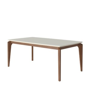 Mesa de Jantar c/ Tampo de Vidro Yasmin Slim (183cm) - Cor: Off-white