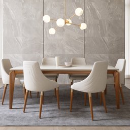 Mesa de Jantar c/ Tampo de Vidro Yasmin Slim (183cm) - Cor: Off-white - 3
