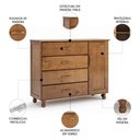 Ver imagem 5 de Cômoda Quarto 120cm Madeira Pinus 4 Gavetas Mateo Imbuia Z25 - Mpozenato