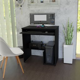 Escrivaninha Computador 690x420 C/ Suporte Cpu e Impressora - Preto - 2