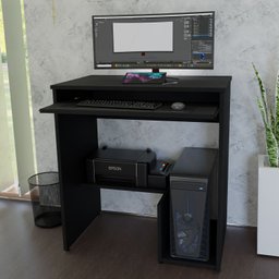 Escrivaninha Computador 690x420 C/ Suporte Cpu e Impressora - Preto - 3