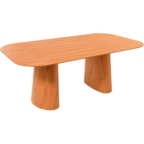 Mesa Jantar Jurerê com Base e Tampo Lâminado em Madeira de Cinamomo 220x110 Amêndoa