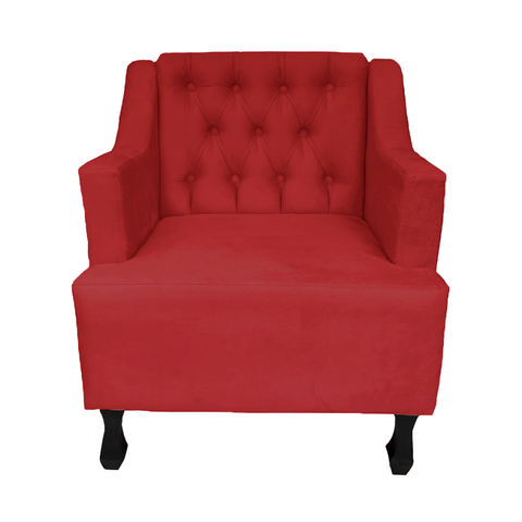 Poltrona Estofada Para Recepção Consultório Genesis Suede Vermelho LM DECOR