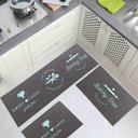 Ver imagem 2 de Jogo de Tapetes Cozinha Algodão Kitchen 3 Peças - Antiderrapante