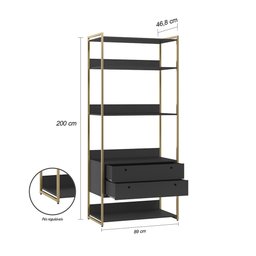 Guarda Roupa Closet Industrial Solteiro 2 Gavetas - Preto - 4 Guarda Roupa Closet Industrial Solteiro 2 Gavetas - Preto - 4